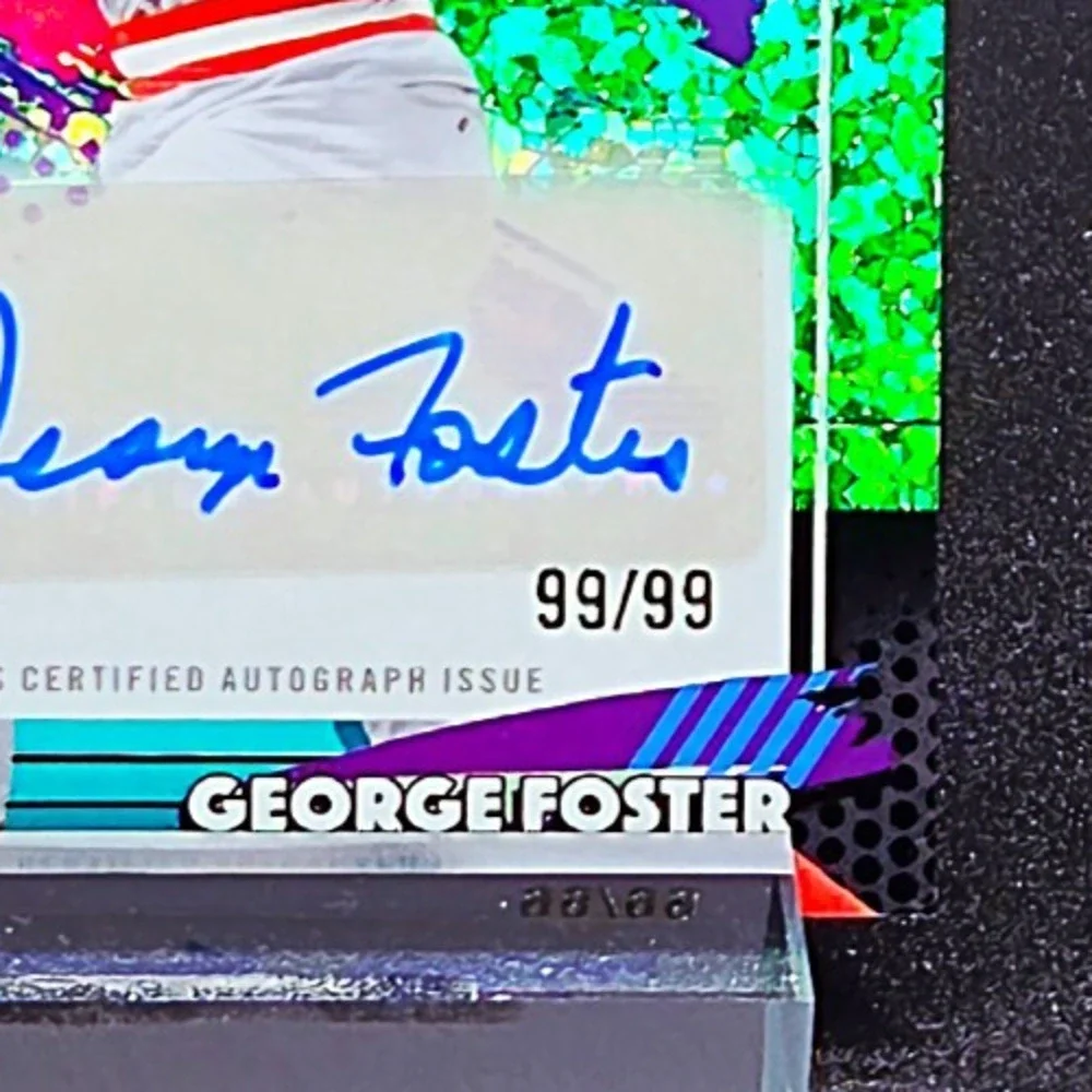 George Foster 99/99 Topps Finest Auto Green Mini Diamond Cincinnati Reds